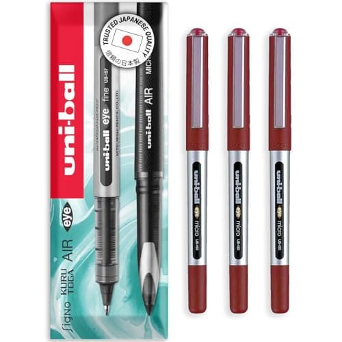 Image of uni-ball Eye Micro UB-150E Gel Ink Pen - 0.5 mm - In Envelope Packaging (Pack of 3, Red)
