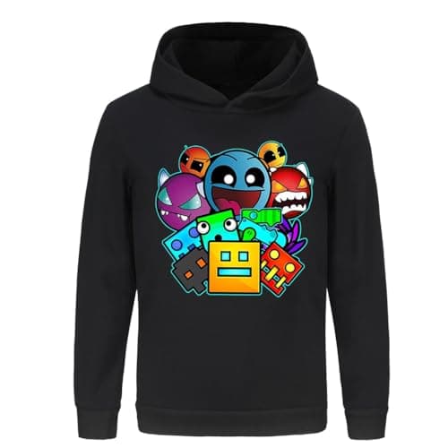 Image of Rzfbeeok Unisex Kids Cartoon Hoodie Ages 3-13 Years (Black, 11-12 Years)