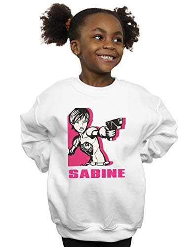 Image of Absolute Cult Star Wars Girls Rebels Sabine Sweatshirt White 9-11 Years