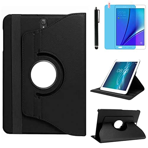 Image of Case for Samsung Galaxy Tab S3 9.7 inch 2017 (SM-T820 SM-T825 SM-T827),360 Degree Rotating Stand Case Smart Full Protective Cover,with Stylus Pen,Screen Film (Black.1)