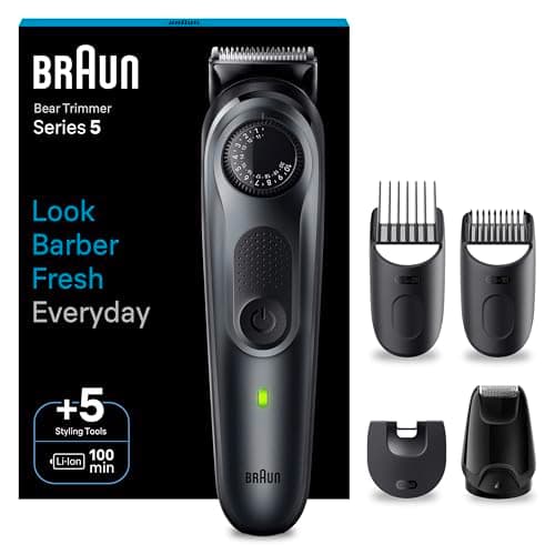 Image of Braun Tondeuse À Barbe Series 5 BT5420, Tondeuse À Barbe Électrique Pour Hommes, Avec Lame Ultra Affûtée, 40 Réglages De Longueurs, Outils De Stylisation, Pochette, Rechargeable Pour 100 Minutes D'Aut