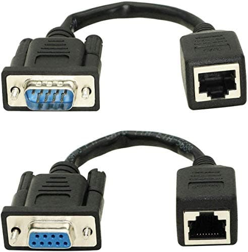 Image of SIS DB9 RS232 to RJ45, DB9 9-Pin Serial Port Female&Male to RJ45 CAT5 CAT6 Ethernet LAN Extend Adapter Cable-2pcs (Cable)