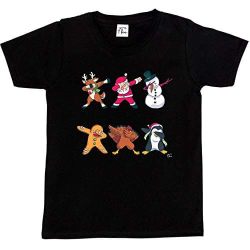 Image of Fancy A Snuggle Boys Dabbing Christmas Characters T-Shirt Black 7-8 Years