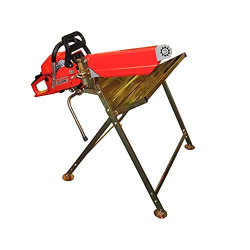 Image of RocwooD Log Saw Horse Log Holder Folding Foldable Metal with Pivoting Chainsaw Clamp Adjustable Outdoor Cutting Fire Wood Support Bench Workbench Galvanised