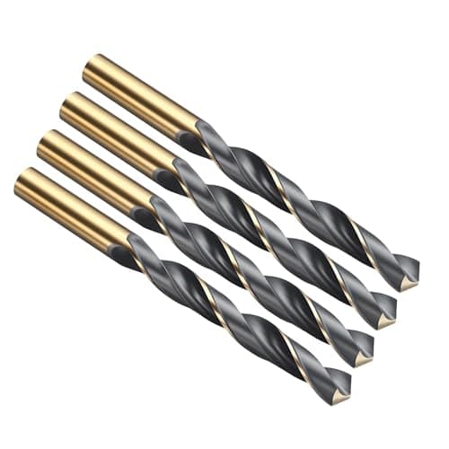 Image of PATIKIL 13mm Drill Bit, Jobber Straight Shank 4341 High-Speed Steel 118° Black and Gold Finish for Medium-hard Metal Steel Acrylic - 4 Pack