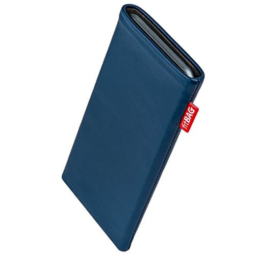 Image of fitBAG Beat Blue custom tailored sleeve for Apple iPhone 5c 16GB 32GB | Made in Germany | Fine nappa leather pouch case cover with MicroFibre lining for display cleaning