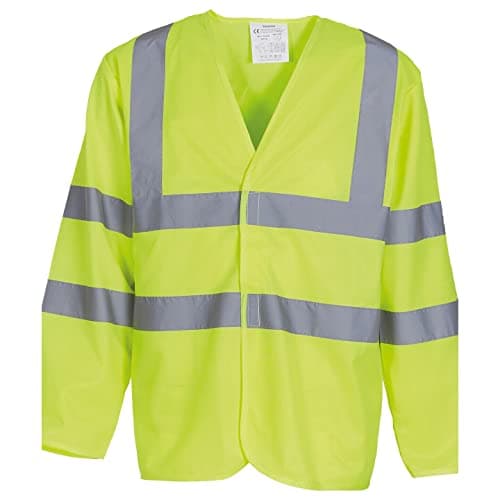 Image of Yoko Mens Hi-Vis Long Sleeve Waistcoat/Jacket (XL) (Hi-Vis Yellow)