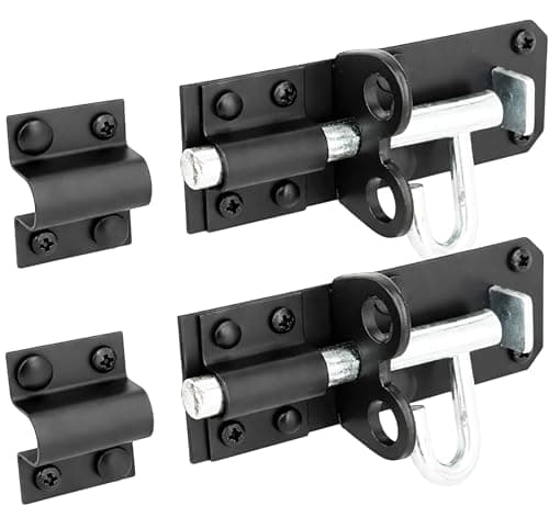 Image of IRONTITE 2 Pack Black Brenton Bolt Gate Bolt 100mm (4"), Ideal Door Bolt Lock for Gates, Sheds, Barns etc. Heavy Duty Gate Lock Bolts. Garden Gate Bolts for Wooden Gates Including Fixings.