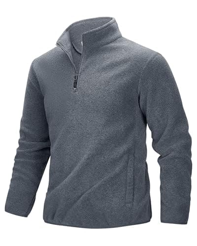 Image of 33,000ft Men's Fleece Pullover Warm Half Zip Microfleece Jacket Lightweight Outdoor Sweatshirt Thermal Top with 2 Pockets for Autumn Winter, Hiking, Work, Dark Grey M