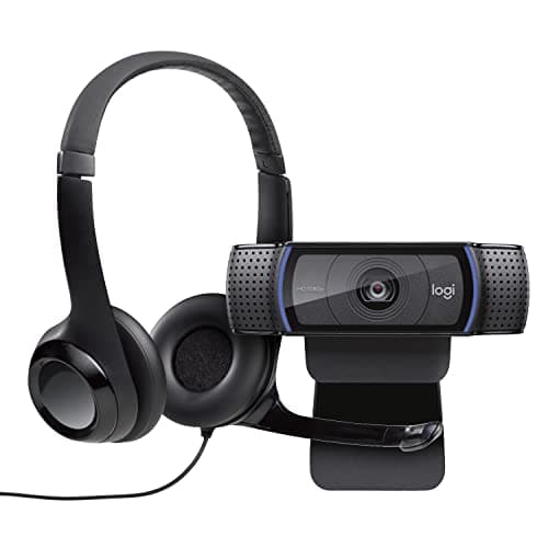 Image of Logitech C920 USB HD Pro Webcam with Auto-Focus and Microphone & Logitech H390 USB Headset