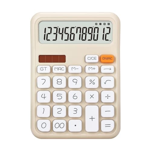 Image of OSALO Desktop Calculator Extra Large LCD Display 12-Digit Big Buttons Accounting Calculators Battery & Solar Powered for Office Business Daily Home (A7 White Small Size)