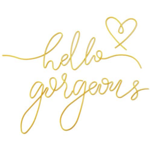 Image of Cunegra Hello Gorgeous Metal Wall Art Decor, Gold Hanging Wall Decor Modern Farmhouse Decor, Minimalist Wall Art Sign for Living Room Bedroom Office Wall Decor