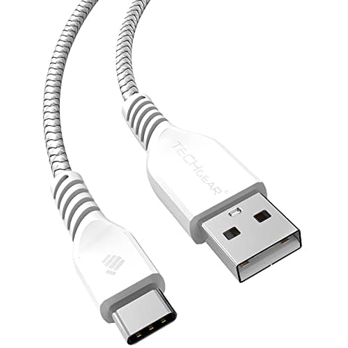 Image of TECHGEAR High Durability Braided USB C Charging Data Cable (1m/3.3ft) for USB Type-C Compatible with iPad Pro 11" 12.9" 13" 2025-2018, Mini 7/6, iPad Air 11"/13"/4th/5th 10.9", iPad 10th/11th - White