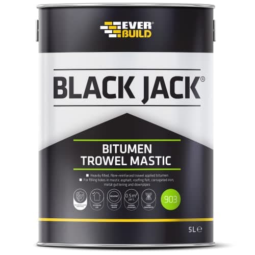 Image of Everbuild Black Jack 903 Bitumen Trowel Mastic – Trowellable Bituminous Compound – Black – 1 Litre
