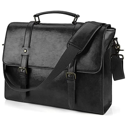Image of Lubardy Messenger Bag Mens Briefcase Laptop Bag 15.6 inch Shoulder Satchel Bag Waterproof Notebook Bags Vintage PU Leather for Work Business Trip School
