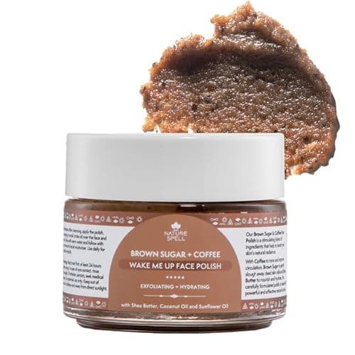 Image of Nature Spell Brown Sugar Face Scrub & Coffee, Fine Exfoliating Scrub with Hydrating Shea Butter & Coconut Oil, Helps Remove Dead Skin & Refine Skin Texture, For All Skin Types, Vegan Skincare, 100 ml