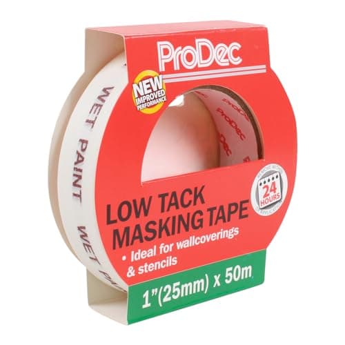 Image of ProDec 1 inch x 50m Low Tack Multi Surface Painters Masking Tape for Delicate Surfaces Gives Sharp Paint Lines for Indoor Painting and Decorating, Compatible with All Paints, 1" 25mm wide