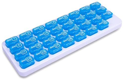 Image of Aidapt Monthly Pill Organiser,31 Days,Medication Storage with Removable Compartments,Holder for Medicine&Vitamins,Travel Use,Portable Pill Case,Elderly