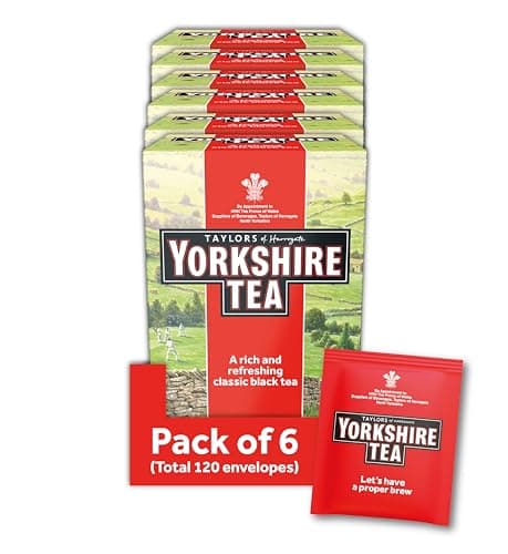Image of Yorkshire Tea, Individually Wrapped & Tagged Tea Bags, 6 Boxes of 20 Tea Bags (Total 120 Bags)