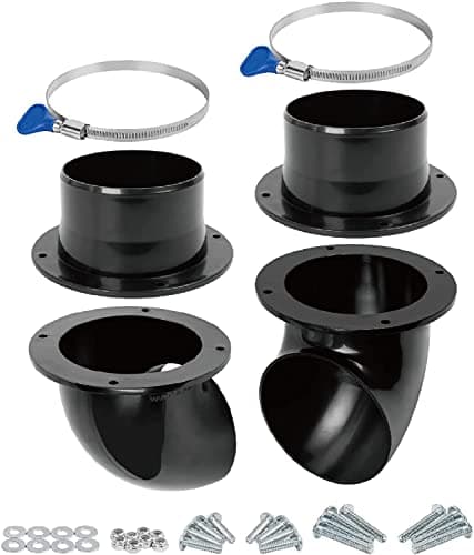 Image of POWERTEC 70292V 4" Cyclone Dust Collection Elbows and Couplers Separator Kit for Woodworking Debris Containers, 1 Set, Black