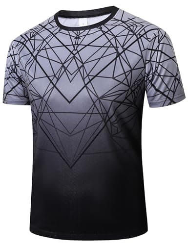 Image of Gaiatiger Mens Workout Short Sleeve T-Shirt Athletic Fit Fast Drying Moisture Wicking Sport T-Shirt(T5045)-Grey Black Stripe-2XL