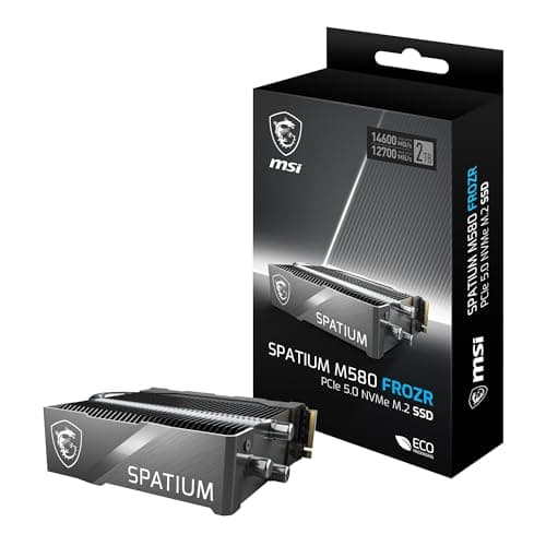 Image of MSI Gaming SPATIUM M580 PCIe 5.0 NVMe M.2 2TB FROZR Internal SSD (PCIe Gen5, NVMe 1.4, M.2 2280, Read 14600MB/S, Write 12700MB/S, 2TB)