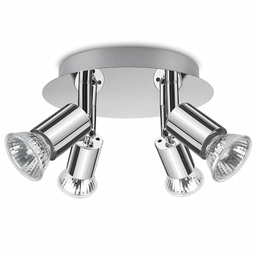 Image of ROMKE Round 4 Way Adjustable Ceiling Spotlight, GU10 LED Ceiling Light Rotatable for Bedroom, Living Room and Kitchen, GU10 Bulb Not Included