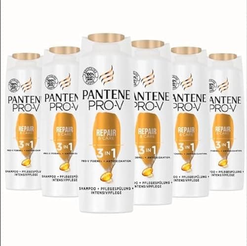 Image of Pantene Pro-V Care 3-in-1 Shampoo Conditioner and Hair Treatment, Pack of 6 (6 x 250 ml) for Damaged Hair, Hair Treatment, Dry Hair