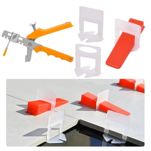 Image of zatyorg 400PCS Tile Leveling System Kits 2mm 300 PCs Tile Level Wedge Spacer Plus 100 PCs Resuable Wedges with A Tile Leveling Pliers