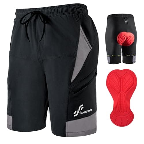 Image of Sportneer MTB Shorts, Men's Cycling Shorts with 3D Padded Breathable Pants for MTB Bikes Outdoor Cycling Shorts