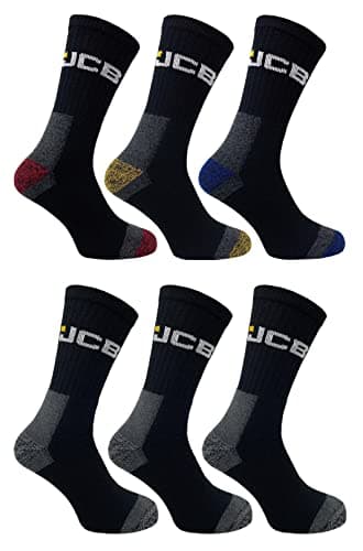 Image of JCB - Mens Multipack Workwear Apparel Socks - 6 Pack - Assorted Black - UK 6-11 EUR 39-46