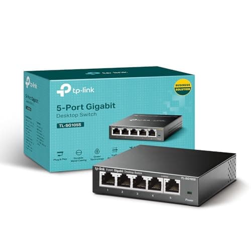 Image of TP-Link TL-SG105S 5 Port Gigabit Ethernet Network Switch, Ethernet Splitter 1 to 4, Network 4 Way Ethernet Hub, Desktop & Wall-Mounting, Sturdy Metal Case, Fanless, Plug & Play, Energy-Saving