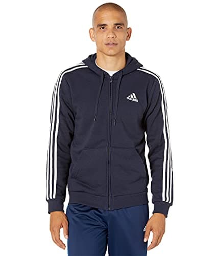 Image of adidas mens Essentials 3-stripes Fleece Full Zip Hoodie, Legend Ink, M
