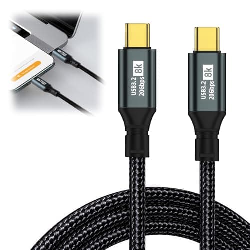 Image of 2M USB C to USB C Display Cable, 8K Video Output 20Gbps Data Transfer & 100W PD Charging, USB 3.2 Gen 2x2 Cord for Mac Book, iPhone 16/15, Samsung S24 and Galaxy S21 Type-C Portable Monitors