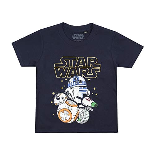 Image of Star Wars Boys Droid Group T-Shirt, Navy, 7-8 Years