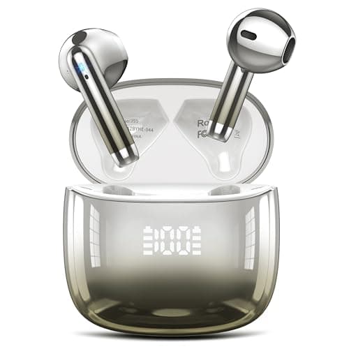 Image of Kicoeon Wireless Earbuds Bluetooth 5.4 Headphones with 4 Mic HiFi Stereo Sound, Wireless Headphones with Dual LED Display Touch Control, 40H Playtime Bluetooth Earphones IP7 Waterproof, Beige