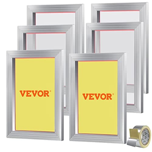 Image of VEVOR Screen Printing Kit, 6 Pieces Aluminum Silk Screen Printing Frames, 10x14inch Silk Screen Printing Frame with 110 Count Mesh, High Tension Nylon Mesh and Sealing Tape for T-Shirts DIY Printing