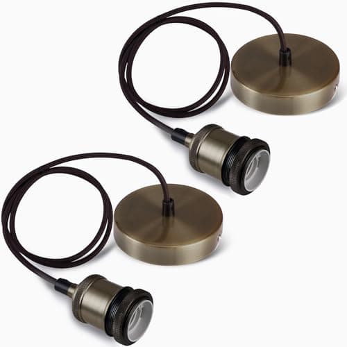Image of Seruno Ceiling Pendant Light Fitting, 2PCS Light Fittings Ceilings,Vintage Ceiling Pendant E27 Lamp Holder Braided Light Fitting, Suitable for Kitchen Island, Home, Bar DIY, Bronze