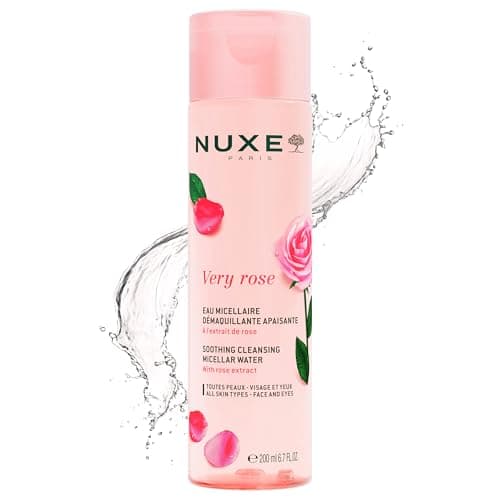 Image of Nuxe Very Rose 3-in-1 Micellar Cleansing Water 200ml, Soothing Facial Cleanser and Makeup Remover, with Rose Extract for Face & Eyes