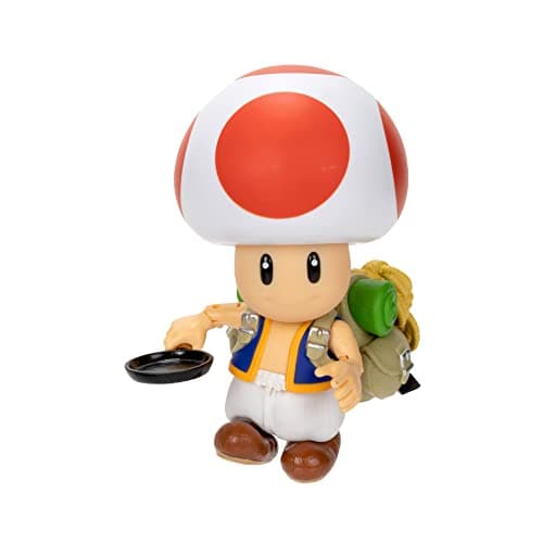 Image of THE SUPER MARIO BROS. MOVIE Nintendo 5”/ 12.5cm Toad Action Figure with Frying Pan Accessory for Kids and Collectors.