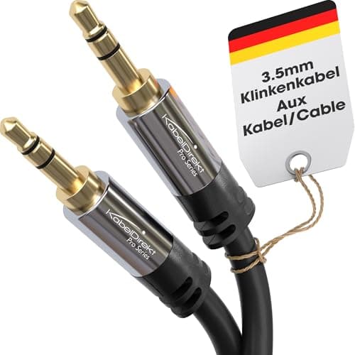 Image of KabelDirekt – Jack Cable, 3.5mm Aux/Audio Cable – 1.5m – Available in 0.3m to 10m – Suitable for Headphones – Mobile Phone – PC & Laptop Audio – Car – HiFi – Stereo, black