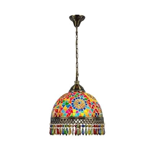 Image of LEDSone 1Pcs Turkish Style Moroccan Oval Pendant Light Decoration Handmade Glass Restaurant Bar Coffee Living Room E27 Mosaic Single Ceiling Hanging Light