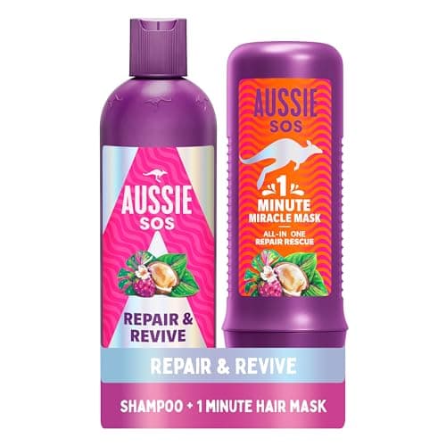 Image of Aussie Repair and Revive Shampoo and Deep Treatment Hair Mask Set for Dry, Damaged Hair, to Help Repair and Nourish, Leaving Hair Soft, Smooth and Hydrated for 100 Hours