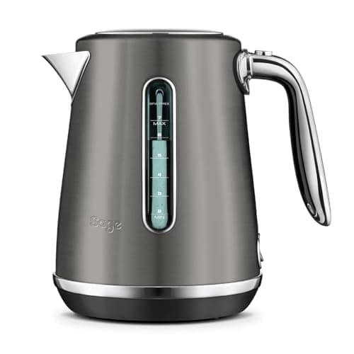 Image of Sage - The Soft Top Luxe Quiet Electric Kettle - Fast Boil, Opens Softly, Elegant Design - 1.7 L Capacity, Cordless, 2400 W - Black Stainless Steel