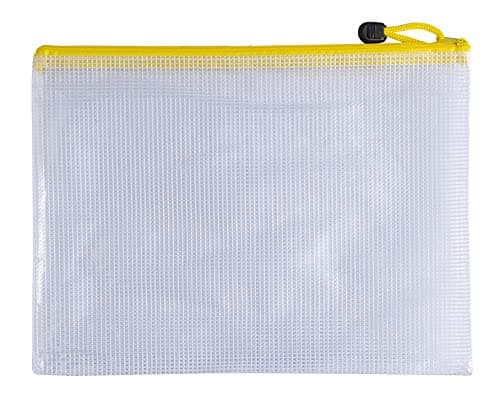 Image of Pack of 12 A3 Yellow PVC Mesh Zip Bags