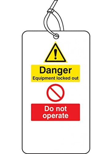 Image of Caledonia Signs 55071 Lockout Tag, Danger Equipment Locked Out do not Operate, 80 mm x 150 mm (Pack of 10)