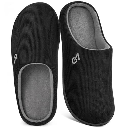 Image of VeraCosy Men's Two-Tone Memory Foam Slippers Muted Black Grey,10-11 UK