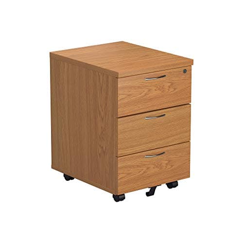 Image of Office Hippo Heavy Duty 3 Drawer Mobile Pedestal Storage Cabinet, Office Storage, Office Cabinet with Lockable Storage, 5 Year Wty - Oak