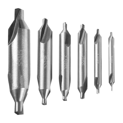 Image of Set of 6 Centre Drills, Lathe Accessories 1.0/1.5/2.0/2.5/3.0/5.0 mm for Metal Drills, 60 Degree M2 6542 HSS Centre Drill Bit Set, Combined Centre Mocking Drill Bit for Wood Lathes