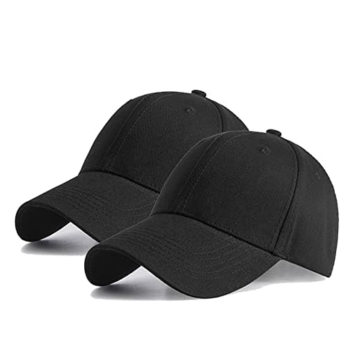 Image of HGDGears Plain Baseball Cap Snapback for Men - Classic 6 Panel Adjustable Sport Casual Sun Visor Hat (2Pack Black+Black)